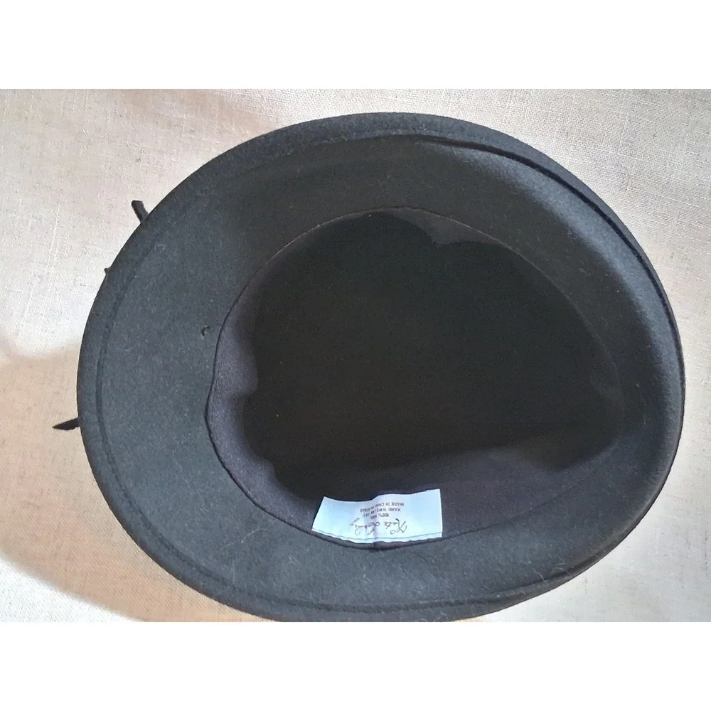 Kate Landry Womens Black 100% Wool Cloche Hat with Large Bow Accent DKLAL0825F